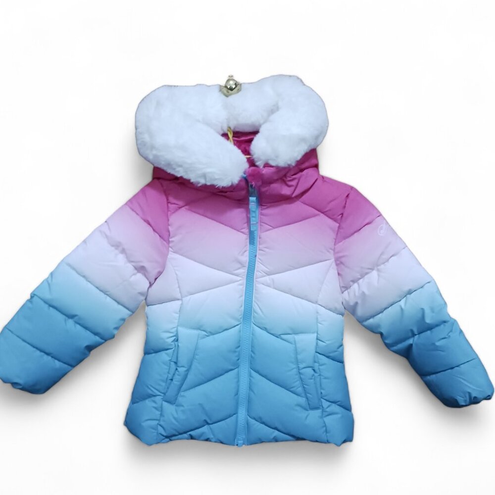 Snozu Girls Toddler Ombre Pink Blue Color Block Winter Puffer Coat Size 2T NWOT